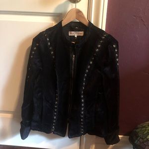 Free People black velvet jacket with grommets